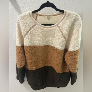 Kori Women's Cozy Colorblock Sweater - Cream, Tan, and Brown